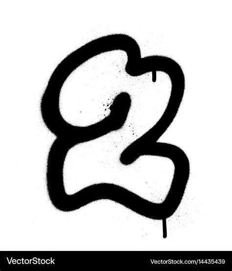 Graffiti bubble font number 2 in black on white Vector Image