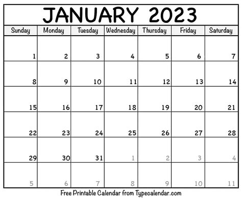 Printable January 2023 Calendar - Printable Form, Templates and Letter