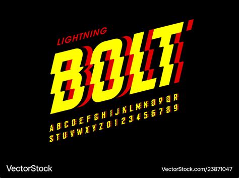 Lightning bolt style font Royalty Free Vector Image