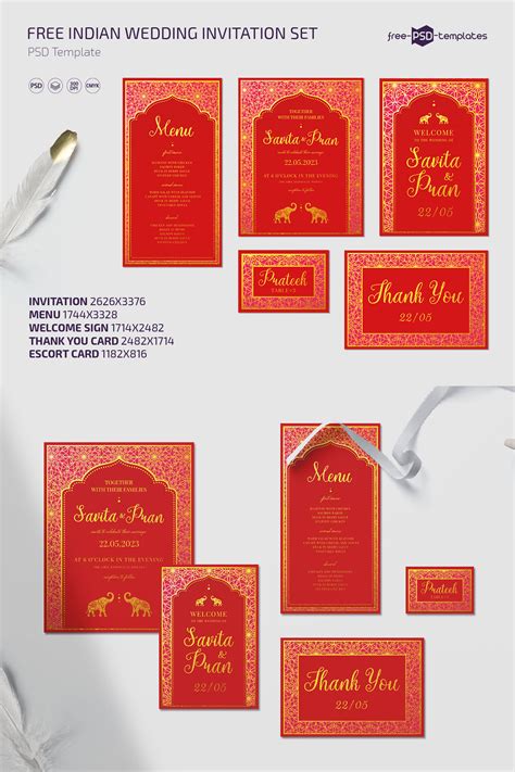 Free Indian Wedding Invitation Set in PSD – Free PSD Templates