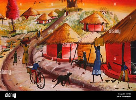 African Village Scenery Painting