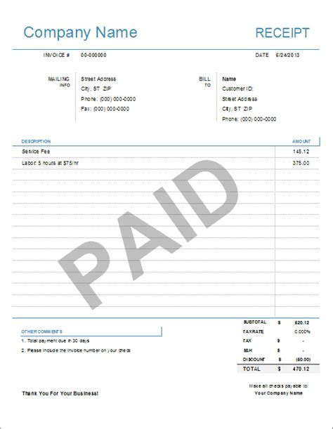 Simple Receipt Template for Excel | Free receipt template, Invoice template word, Receipt template