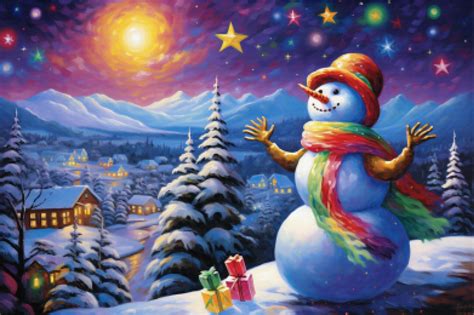 Snowman Starry Night Diamond Painting Kit Paint With Diamonds Official