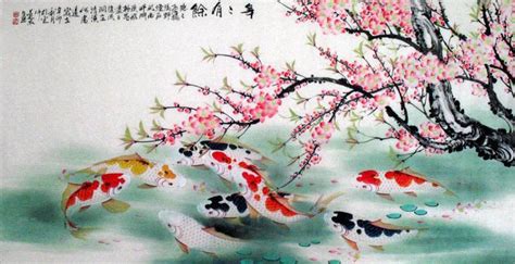 Chinese Koi Fish Painting 2078023, 69cm x 138cm(27〃 x 54〃)