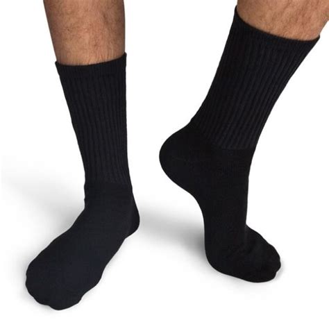 3 Pairs Mens Black Snap On Crew Socks L 7-12 ~FREE SHIPPING MADE IN USA ...