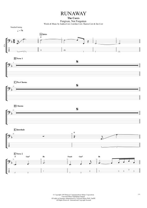 Runaway Tab by The Corrs (Guitar Pro) - Full Score | mySongBook