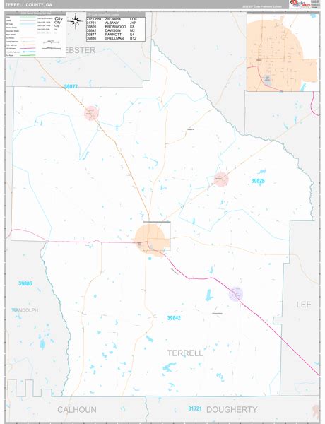 Terrell County, GA Wall Map Premium Style by MarketMAPS - MapSales