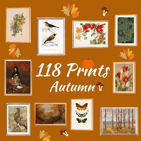 Autumn Themed Wall Art Set of 118 Fall Colored Digital - Etsy