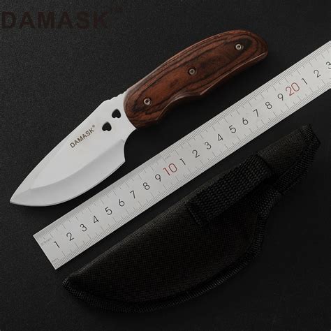 DAMASK Fixed Blade Knife Outdoor Diving Hunting Knife Survival Camping Knife with Nylon Sheath ...