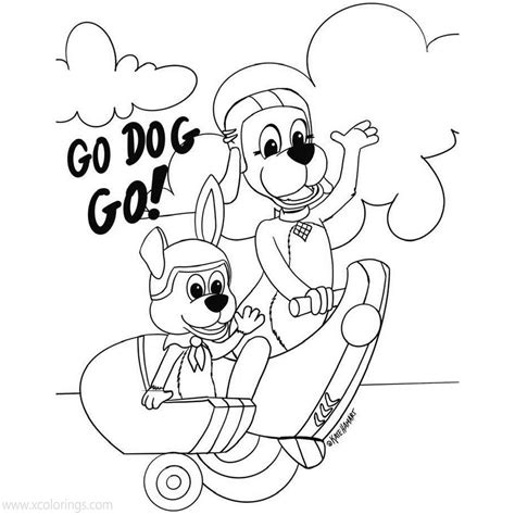 Go Dog Go Coloring Pges Tag and Scooch Lineart by Ken Turner - XColorings.com