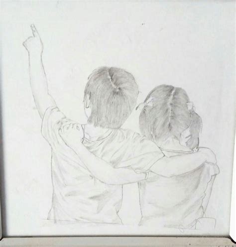 Brother And Sister Pencil Sketch