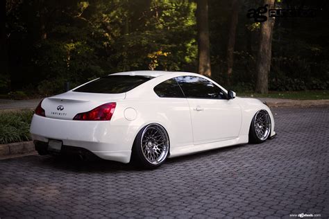 Stanced and Awesome White Infiniti G37 with Blacked Out Grille — CARiD ...