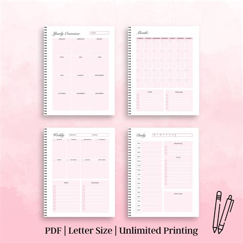 Pink Printable Planner Undated Planner Planner Inserts Life - Etsy