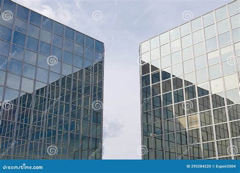 Windows of a Large Office Building with a Reflection of the Sky Stock Photo - Image of building ...