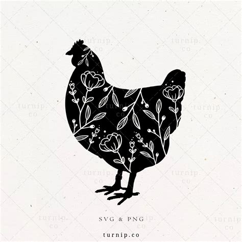 Floral Chicken SVG Clipart Flower Sublimation Design Rooster - Etsy ...