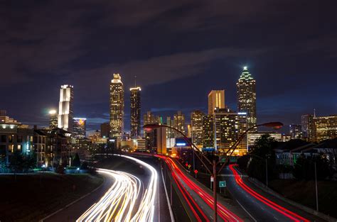 Atlanta Georgia ATL Skyline Cityscape Long Exposure City Lights Photography Wallpaper Background ...