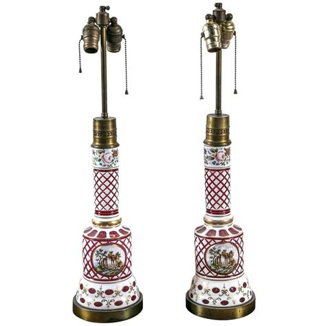 Pair Bohemian Glass Lamps For Sale at 1stDibs