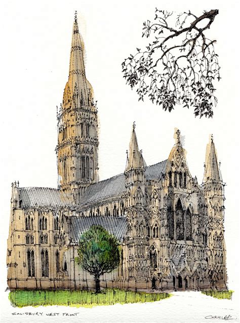 Salisbury Cathedral | by wanstrow Colour Architecture, Watercolor ...