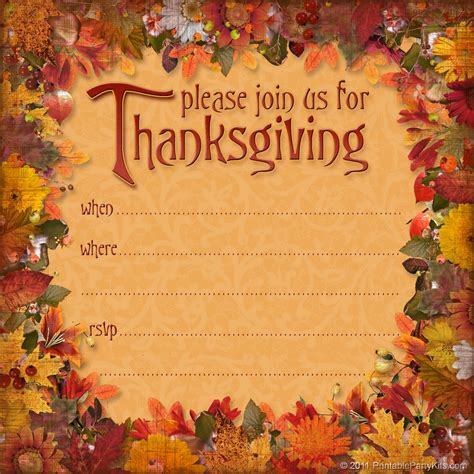 Free Printable Party Invitations: Free Thanksgiving Dinner Announcement