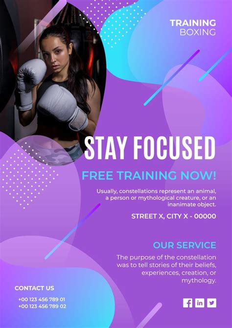 Free Geometric Gradient Training Boxing Poster template