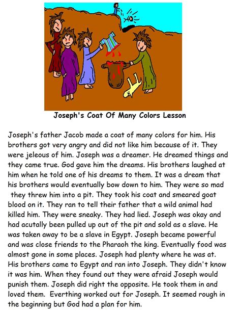 Joseph and The Coat Of Many Colors Sunday School Lesson