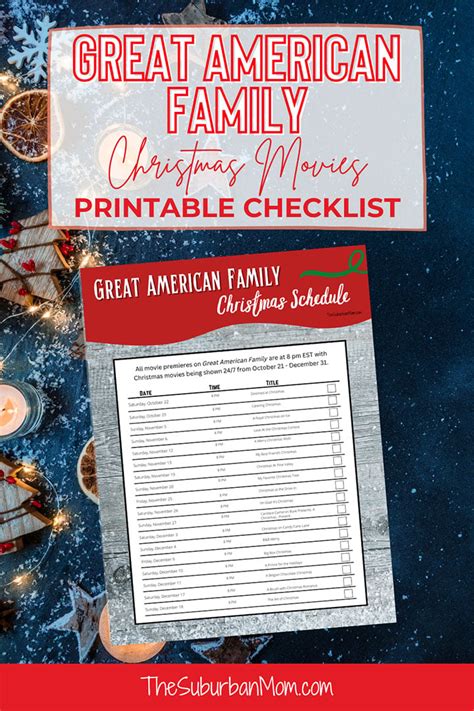 Great American Family Christmas Movie 2022 Schedule Checklist - Free Printable