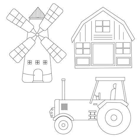 Premium Vector | Outline doodle farm clipart set in cartoon style for farmers and kids who love ...