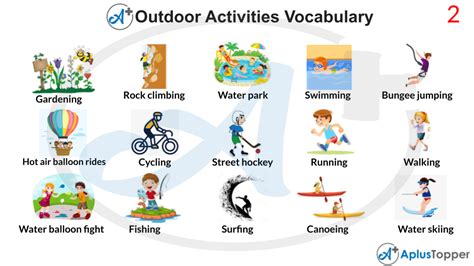 Outdoor Activities Vocabulary | List of Outdoor Activities Vocabulary ...