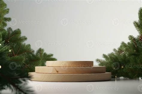 Wood product display podium. Christmas concept. generative ai. 31156743 Stock Photo at Vecteezy