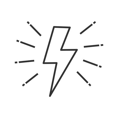 Lightning bolt linear icon. Thin line illustration. Electricity sign. Speed and power contour ...