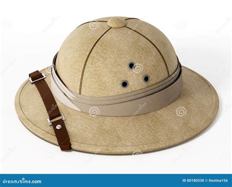 Vintage Explorer Hat on White Background. 3D Illustration Stock Illustration - Illustration of ...