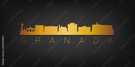 Granada, Spain Gold Skyline City Silhouette Vector. Golden Design ...