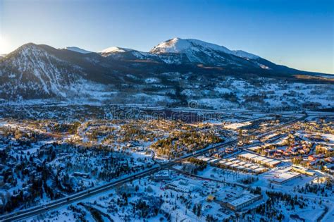 Aerial View Winter Wonderland Sunset in Frisco Colorado Stock Photo - Image of nature, outdoor ...