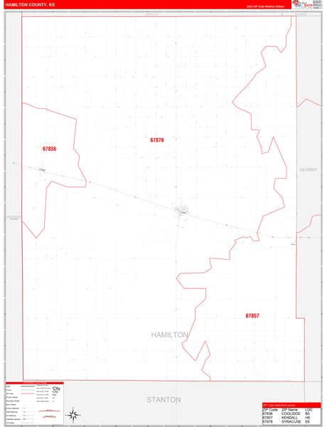 Hamilton County, KS Carrier Route Wall Map Red Line Style by MarketMAPS - MapSales