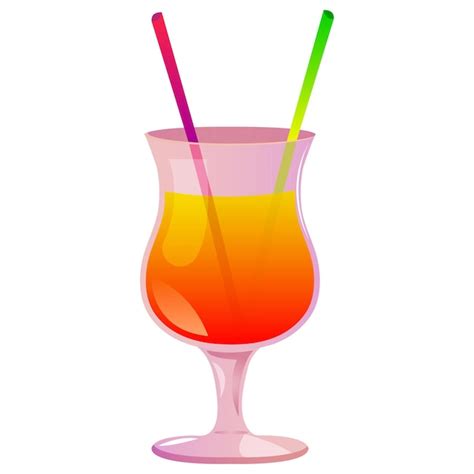 Premium Vector | Summer cocktail in a high glass with a straw cartoon vector illustration soft ...