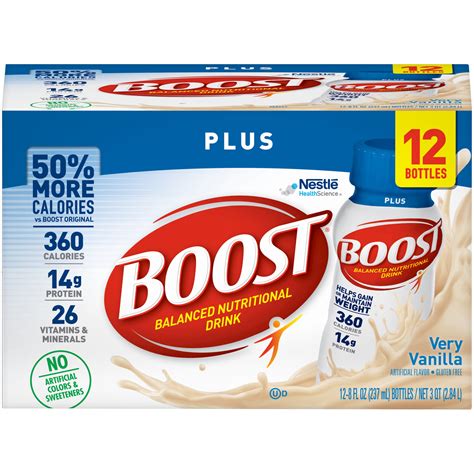 Boost Plus Ready to Drink Nutritional Drink, Very Vanilla Nutritional Shake, 12 - 8 FL OZ ...