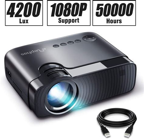 ELEPHAS Mini Projector, Full HD 1080P and 180" Display, 4200 Lux ...