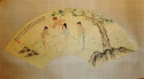 Vintage Chinese Watercolor on Paper Painting Fan Panel by - Etsy ...