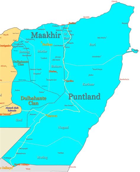 Puntland Map Regions • Mapsof.net