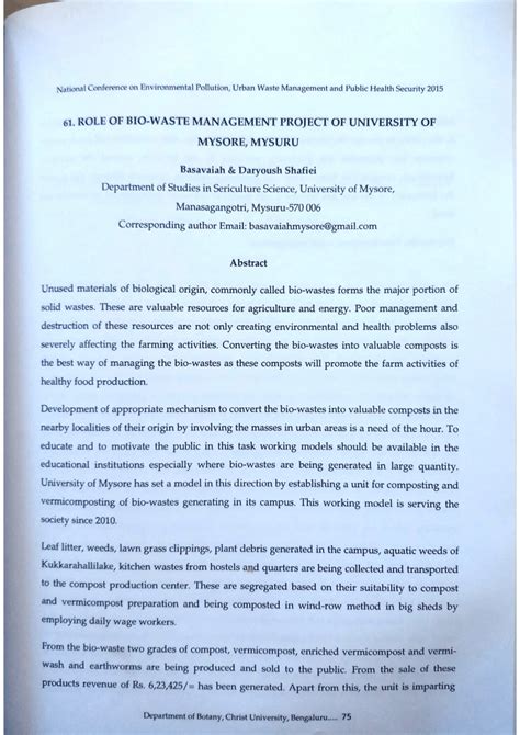 (PDF) Role of biowaste management project of University of Mysore