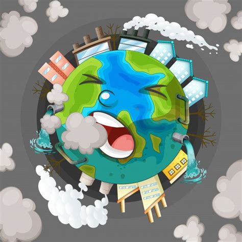 Free Vector | A polluted earth icon | Air pollution poster, Air pollution project, World ...