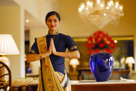 Image: An Oberoi Hotel employee doing Namaste, New Delhi