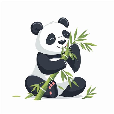 Premium Vector | Panda eating bamboo 1