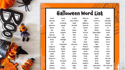 225 Halloween Words for Kids (Free Printable List and Cards!)