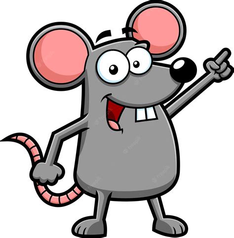 Premium Vector | Funny mouse cartoon character pointing. vector hand ...