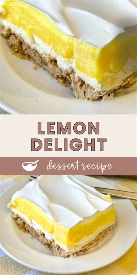 Lemon Delight Dessert Recipe in 2024 | Lemon dessert recipes, Lemon pudding recipes, Lemon desserts