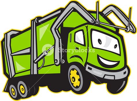 Garbage Rubbish Truck Cartoon Royalty-Free Stock Image - Storyblocks