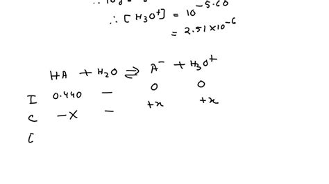 SOLVED: An unknown weak acid with a concentration of 0.440 M has a pH of 5.600. What is the Ka ...