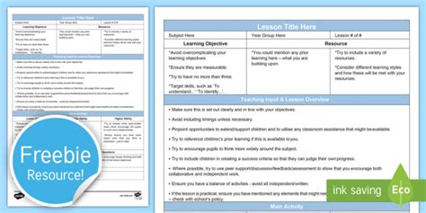 Guided Secondary Lesson Plan Template Editable Proforma