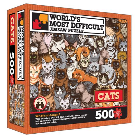 World’s Most Difficult Jigsaw Puzzle – Cats – Double Sided Puzzle – 15 in – Wood Expressions